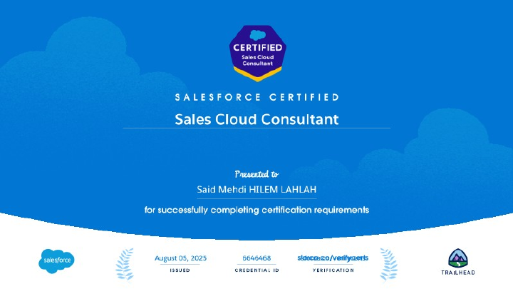 Certificat Salesforce Sales Cloud Consultant
